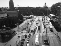 Helsinki : Finland 2015, mobiel upload, stadsgezicht, zwartwit